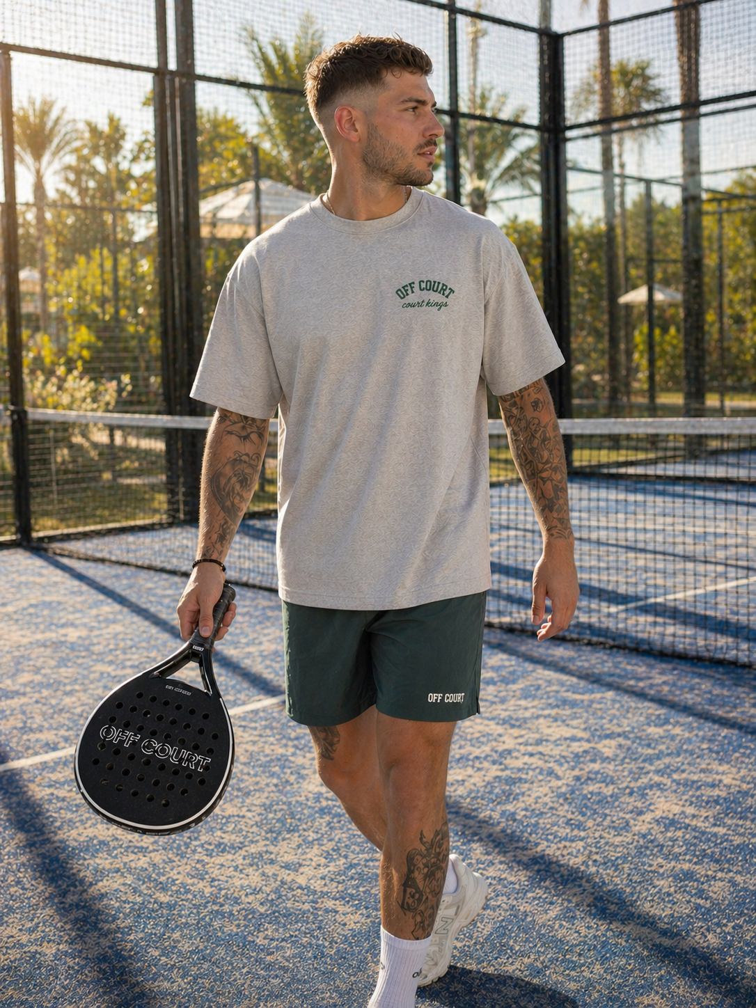 Court Kings Tee — Marl Grey/Green