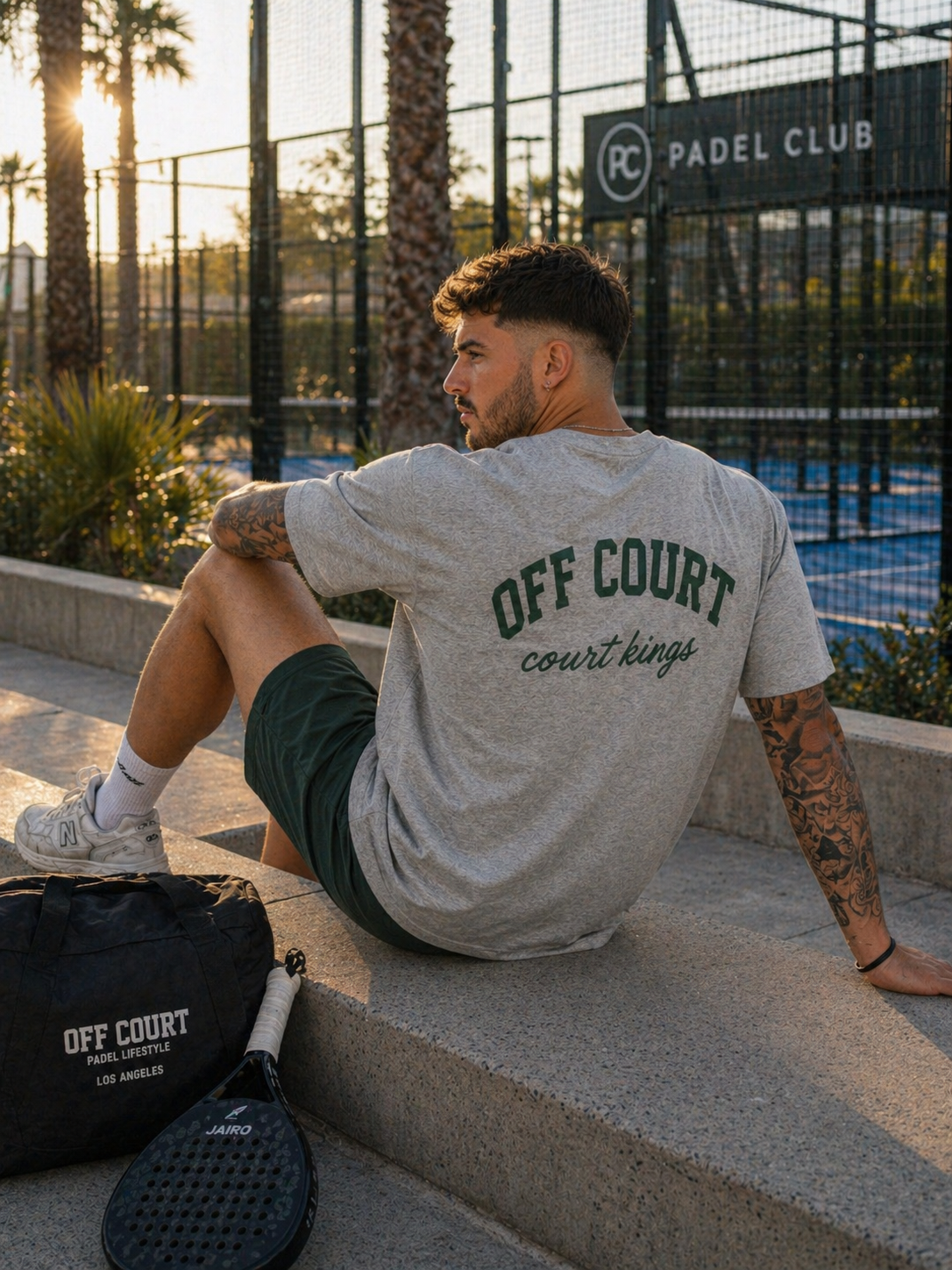 Court Kings Tee — Marl Grey/Green