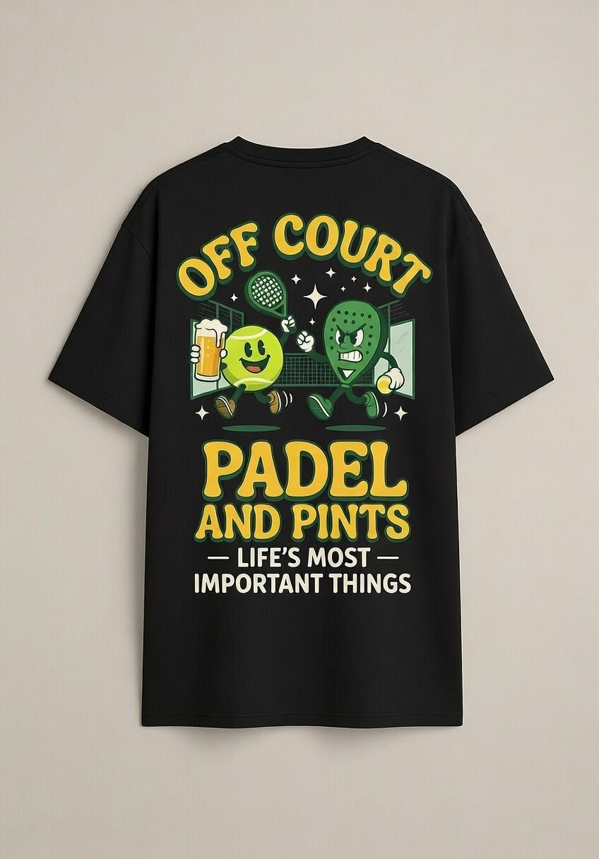 OFF COURT - PADEL & PINTS LIFE'S MOST IMPORTANT THINGS T-Shirt Black