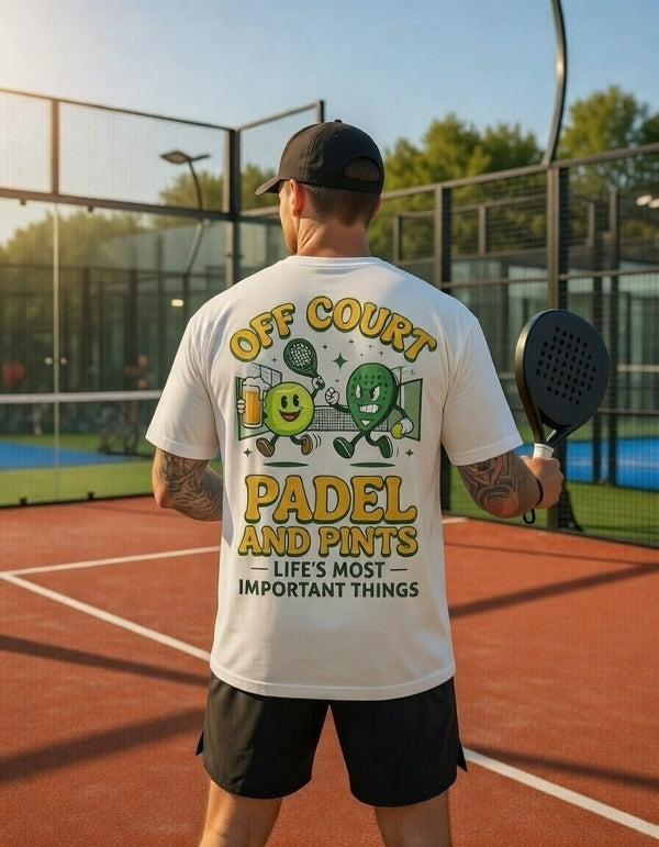 OFF COURT - PADEL & PINTS LIFE'S MOST IMPORTANT THINGS T-Shirt Off-White