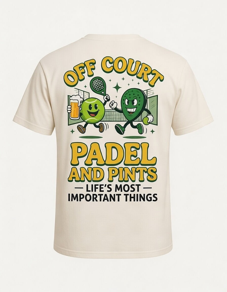 OFF COURT - PADEL & PINTS LIFE'S MOST IMPORTANT THINGS T-Shirt Off-White