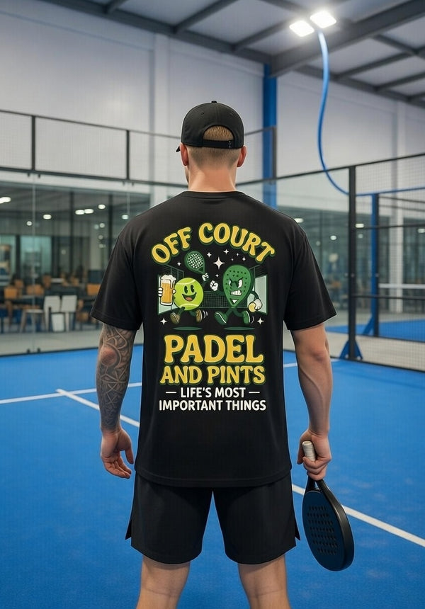OFF COURT - PADEL & PINTS LIFE'S MOST IMPORTANT THINGS T-Shirt Black